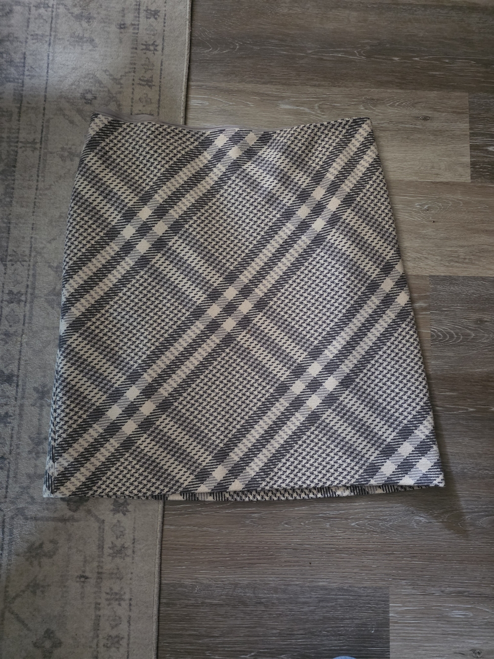 Ann Taylor Plaid Pencil Skirt in Beige and Gray